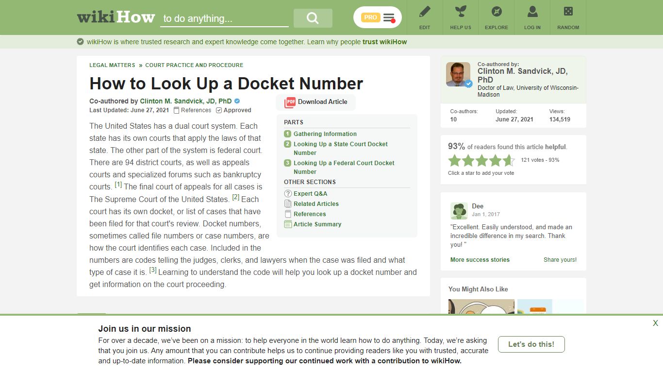 How to Look Up a Docket Number (with Pictures) - wikiHow